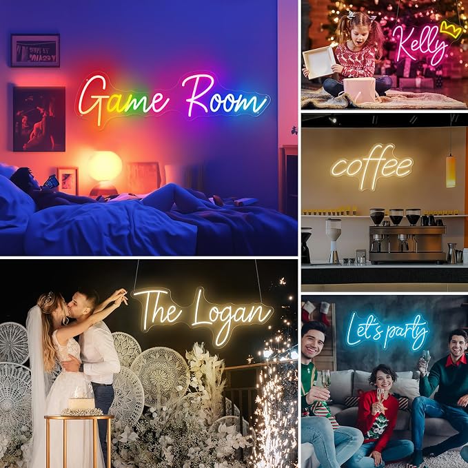 Custom Neon Sign RGB Rainbow Color Neon Light,LED Neon Sign Customizable | Personalized Colorful Neon Sign for Wall Decor,Wedding Birthday Party Gift, Bedroom Bar Game Room Decor