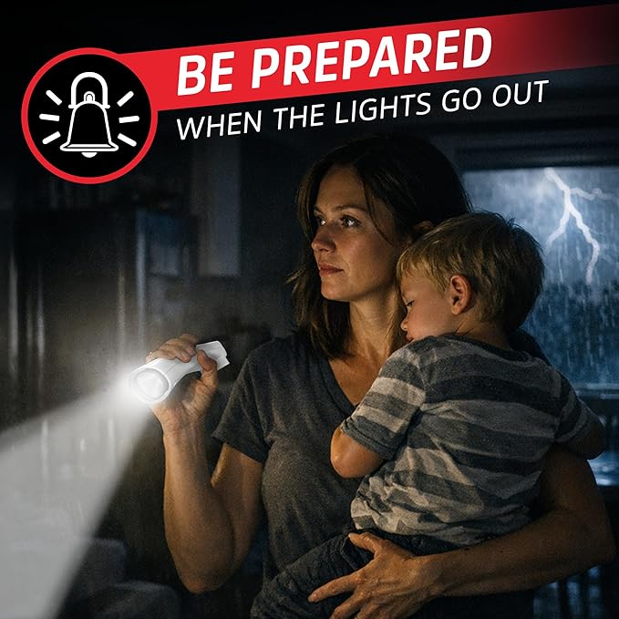 Energizer Auto-On LED Flashlights Rechargeable (6-Pack) for Home Power Failure, Plug in LED Flashlight for Power Outage, Night Light, Hurricane Preparedness