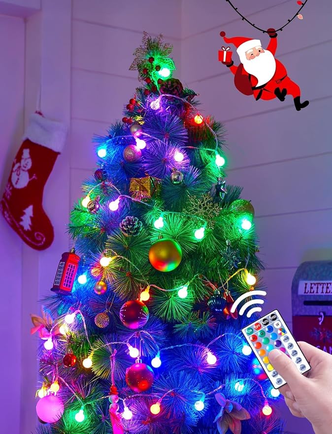 Minetom Color Changing Globe String Lights, 33 Feet 100 Led Fairy Lights Plug in with Timer Remote, Christmas Lights for Camping Dorm Party Wedding Indoor Outdoor Decoration (16Color + Multicolor)