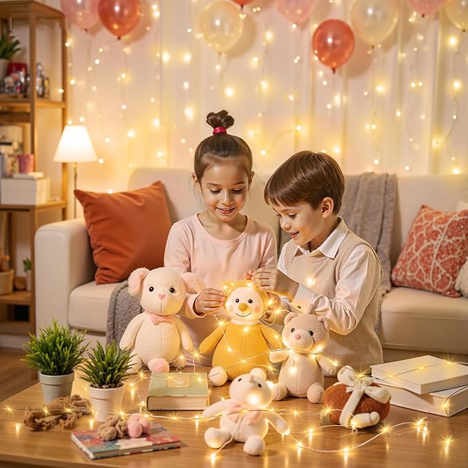 Mlambert LED Fairy Lights Battery Operated with Timer, Rechargeable Mini Twinkle Lights for Christmas Decor Holiday Party, 98.4FT(16.4x6), Warm White