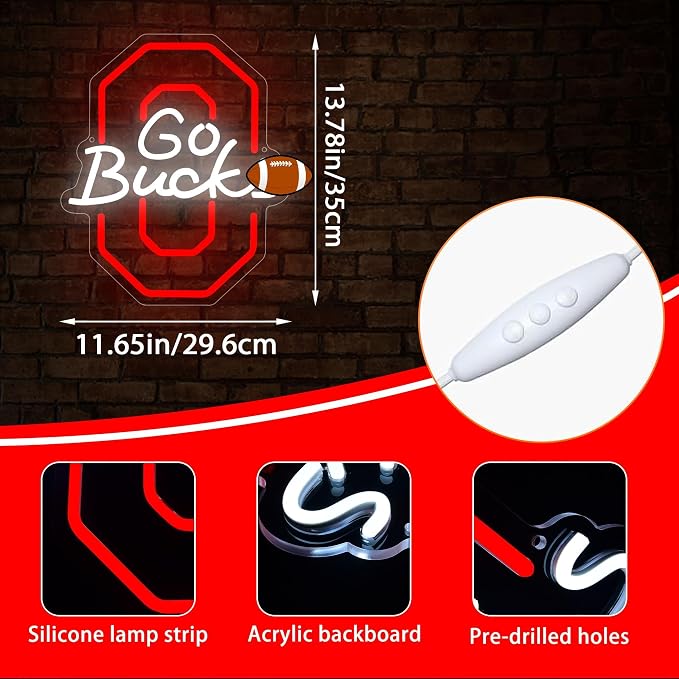 University Neon Sign for Wall Decor Football Neon Light for Man Cave | Dimmable University Led Sign for Fans, Bedroom, Dorm, Game Room,Bar Party Decor, Birthday Gifts for Men 13.7*11.6In