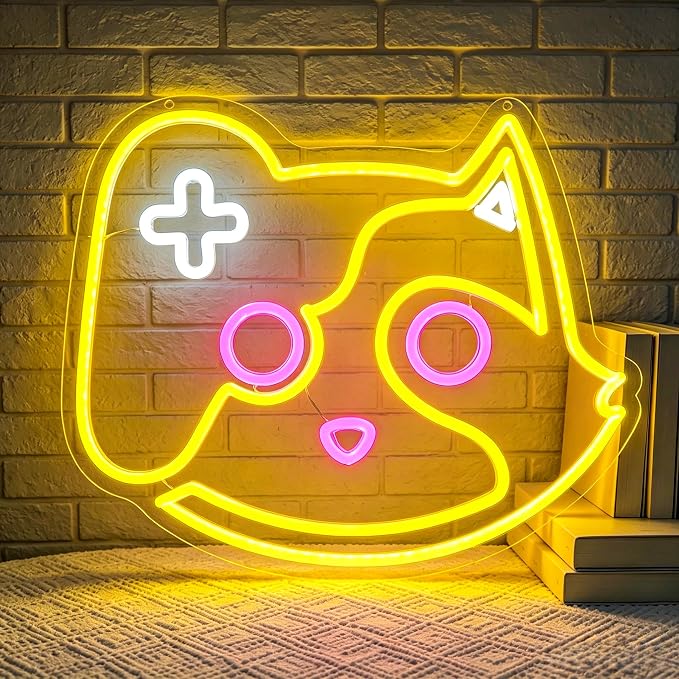 Game Neon Lights Signs Neon Sign Led Sign Light for Wall Decor | Game Cat Neon Sign for Room Decor,Man Cave Decoration,Dormroom,Wall Decor,Gift,5V USB Powered