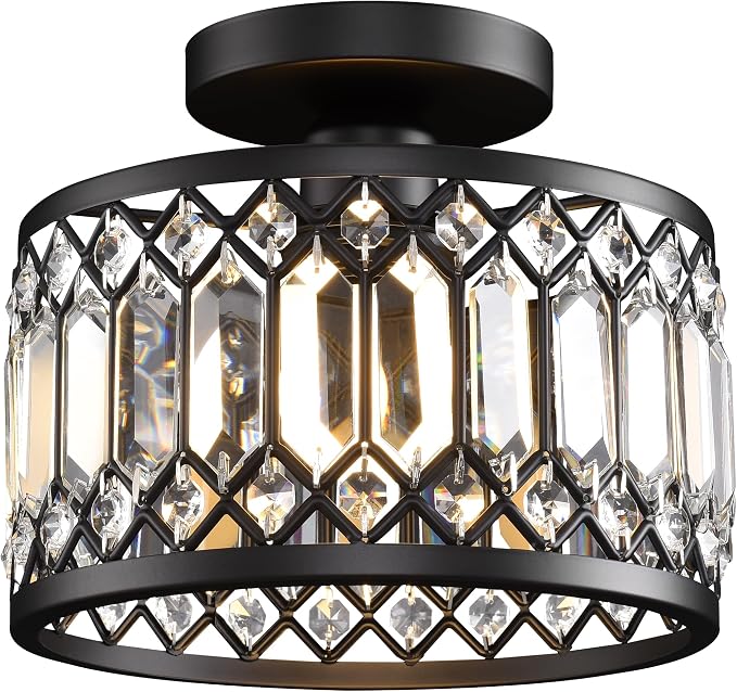 Semi Flush Mount Ceiling Light,Industrial Semi Flush Mount Ceiling Light,Industrial Black Light Fixtures Ceiling Mount, Chandelier Kitchen Lighting Black Flush Mount Light,Vintage Light Fixture