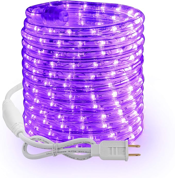 Brizled Purple Halloween Rope Lights Connectable, 18ft 216 LED Rope Lights | 120V ETL Certificated Plugin Tube Light; Indoor Outdoor Clear PVC Tube Waterproof for Tree Patio Xmas Camping Decor