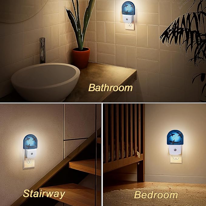 Night Light,Floating Sharks Night Lights Plug Into Wall Bedroom Bathroom Kitchen Hallway Stairs Hallway,Energy Efficient Decor Desk Lamp Gifts