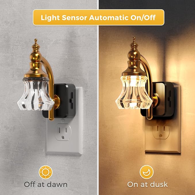 L LOHAS LED Night Lights Plug into Wall, 3000K Soft White | Flower Night Lights with Dusk to Dawn Sensor, 0-100lm Adjustable Brightness, for Hallway Bedroom Stairway