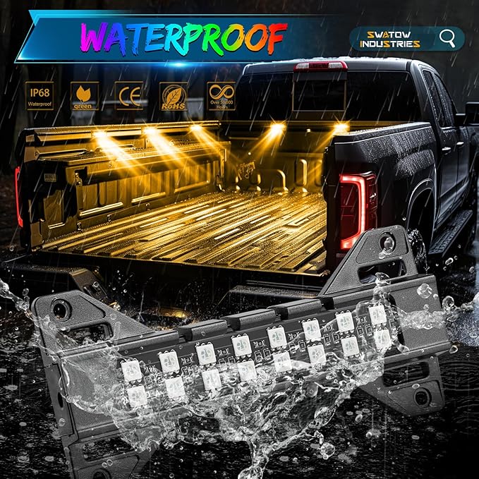 Truck Bed Lights RGB LED Bed Light Kits Bluetooth Control Rear Cargo Lights Pickup Lighting Cargo Accessories for Ram 1500 2500 3500 F150 250 350 Pickup Toyota Chevy RV Vans
