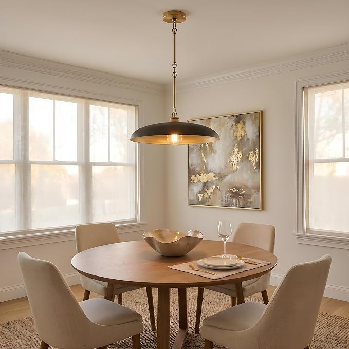 Hinkley Sadie 24" Large Dome Chandelier, Heritage Bronze/Lacquered Brass | Two Tone Saucer Pendant, Includes (5) 7" Downrods, Needs a Med. LED Bulb, Adjustable Height, Dining Room, Kitchen
