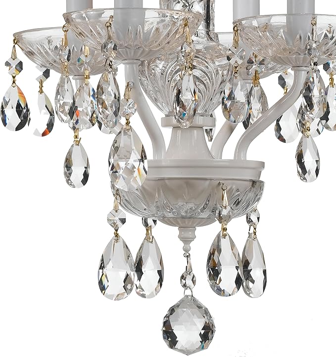 Traditional Crystal 4 Light Clear Italian Crystal Wet White Mini Chandelier