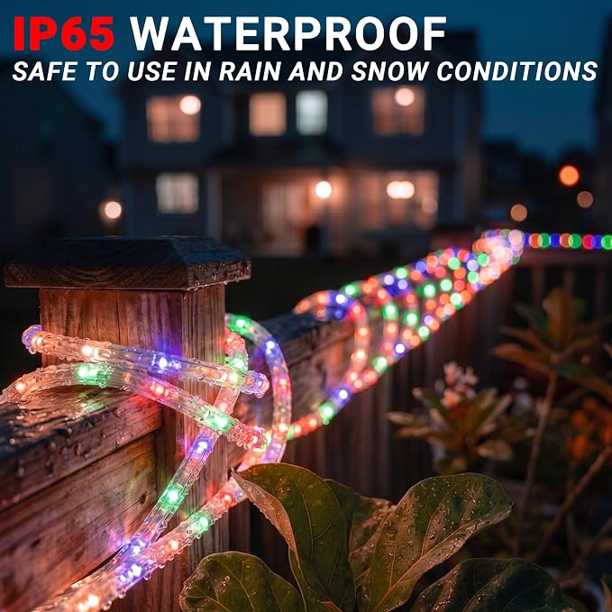 LED Rope Lights,Connectable for Indoor & Outdoor,110V Transparent Flexible Tube Lights,Waterproof LED Rope Lighting for Outside,Deck,Patio,Pool,Camping,Bedroom,Landscape Decor (Multicolor, 150ft)