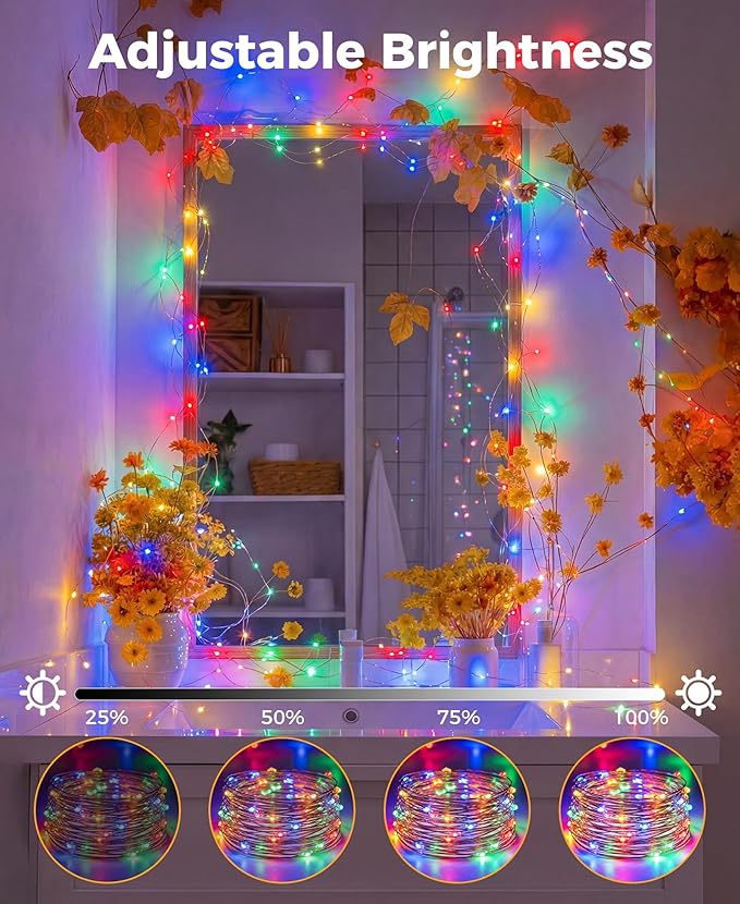 Plug-in Fairy Lights, 66 Ft 200 LED String Light with Remote, 8 Modes, Timer and Dimming Twinkle Lights for Indoor, Bedroom, Party, Decoration, Holiday, Multi-Colored
