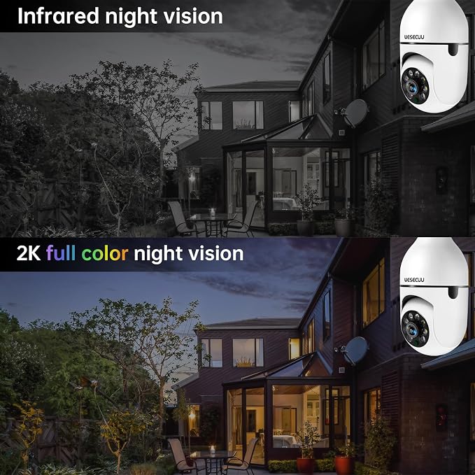 Light Bulb Security Camera -5G& 2.4GHz WiFi 2K Security Cameras Wireless Outdoor Motion Detection and Alarm,Two-Way Talk,Color Night Vision,Human Detection, Bulb Camera Compatible with Alexa 4Pack