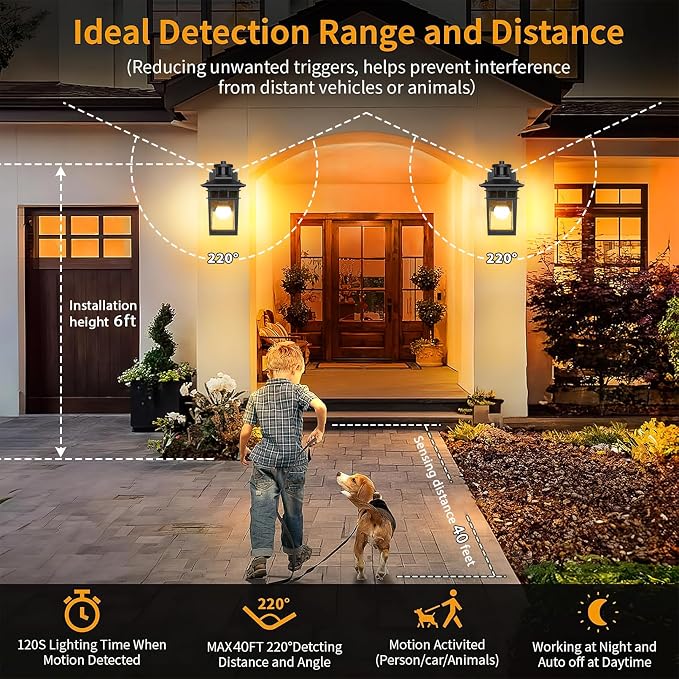 Motion Sensor Outdoor Porch Lights with GFCI Outlet,3 Modes Dusk to Dawn Outdoor Light Fixture,Waterproof Exterior Lighting Fixture Outside Wall Sconce Lights for House Front Door Patio Garage