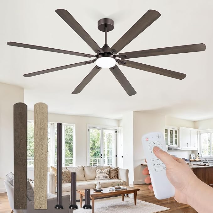 Fanbulous 84 Inch Outdoor Ceiling Fans with Lights,Oil Bronze | Modern,6 Speeds,3CCT,Timer,Remote Control,Quiet Reversible DC motor,Large,8 Double-sided Blades,Easy Installation