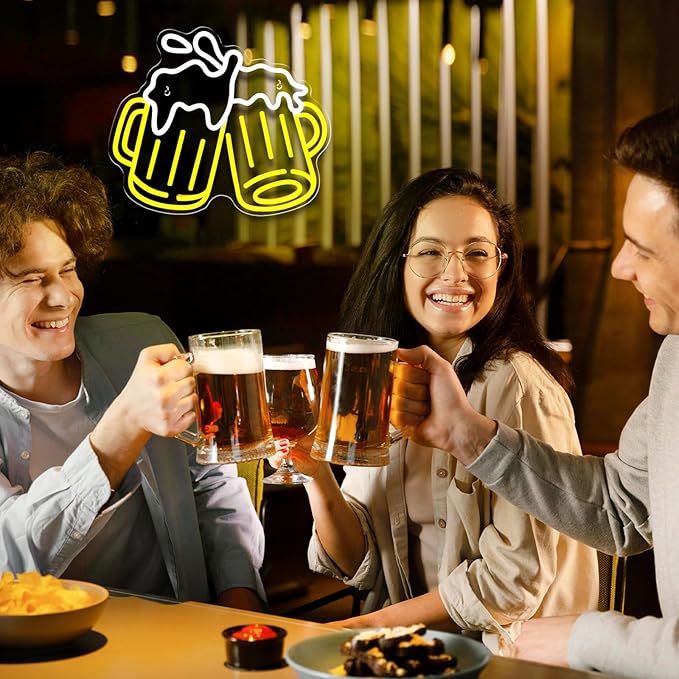 Beer Neon Sign for Wall Decor Dimmable Bar Neon Sign Led Beer Neon Lights Signs Neon Beer Sign for Man Cave Beer Bar Pub Store Bedroom Restaurant Club Hotel Party Decor Gifts