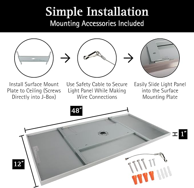 UltraLux 2x4 Surface Mount LED Panel TRIAC Dimmable 3CCT Matte White 1Pk | 4000 lumens, 120-degree beam, CRI>80, aluminum build, damp-rated, fits junction boxes, over 50,000 hours, 5-year warranty