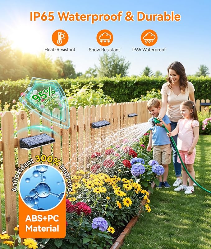 KOOPER Solar Fence Lights Outdoor Waterproof, 12 Pack Warm White & 9 Fixed Colors & Color Changing Fence Lights Solar Powered, Solar Lights Outdoor Fence for Outside Backyard Railing Patio Wall Deck