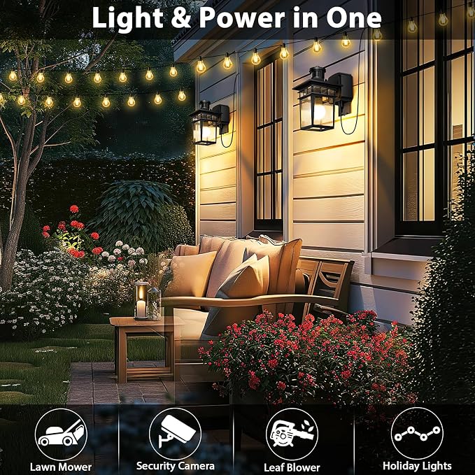 Motion Sensor Outdoor Porch Lights with GFCI Outlet,3 Modes Dusk to Dawn Outdoor Light Fixture,Waterproof Exterior Lighting Fixture Outside Wall Sconce Lights for House Front Door Patio Garage