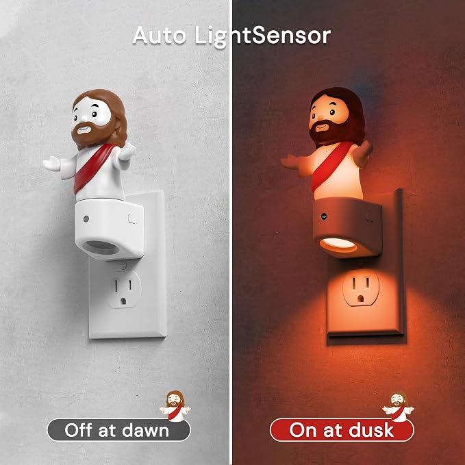 L LOHAS LED Night Light for Kids,[2-Pack] Jesus Night Light,Color Changing | LED Night Light with Dusk to Dawn Sensor, Christmas, Birthday Gift Nightlight for Girls & Kids, Room Decor