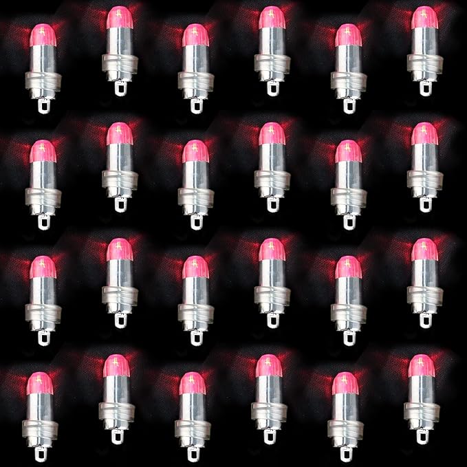 Non-Blinking LED Balloon Lights for Balloon Paper Lantern Party Decoration (Red, Pack of 24)