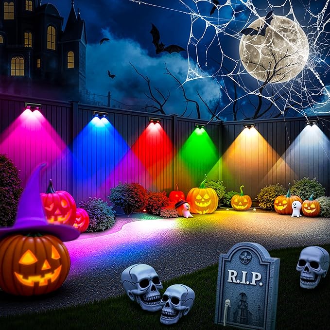 SOLPEX Solar Fence Lights Outdoor, 9 Fixed Colors ＆ Color Changing Fence Solar Lights Outdoor Waterproof IP65, LED Deck Lighting for Backyard Wall Step Patio Railing Pool Porch (16 Pack)