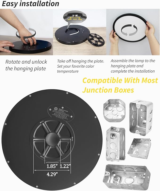 6pack 9 Inch Flush Mount Ceiling Light, 18w Led Ceiling Light, 3000k/4000k/6000k Selectable 1860lm Ceiling Light, Super Slim Led Light Fixture For Bedroom Kitchen Living Dining Room Office