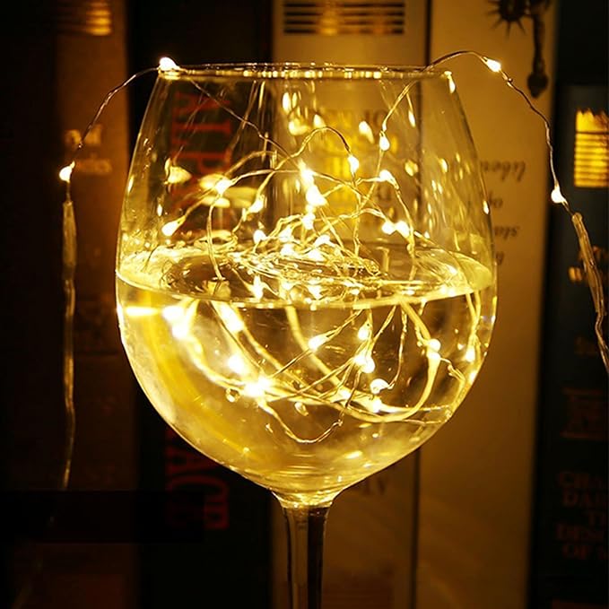 6 Pack Fairy Lights Battery Operated String Lights - 7FT 20 LED Waterproof Silver Wire Firefly Lights for DIY Wedding Décor Table Centerpieces Craft Mason Jars Party Decor (Warm White)