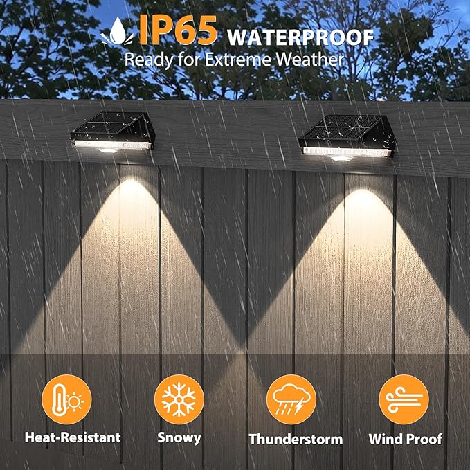 Solar Fence Lights,Warm White & Cool White & RGB 7Colors ＆ Color Changing Mode IP65 Waterproof Solar Lights Outdoor for Deck/Patio/Backyard/Wall/Pool/Fence/Railing/Step(20Pack)