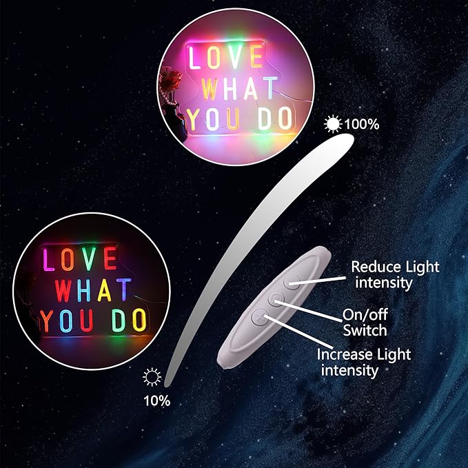 Love What You Do LED Neon Sign, Inspirational Wall Decor with Dimmable USB Powered Neon Light for Bedroom, Living Room, Office, Bar Decor Holiday Birthday Gift