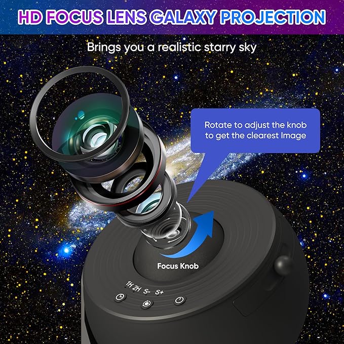 Galaxy Projector, 13 in 1 HD Planetarium Star Projector for Bedroom, 360 Rotating Star Projector Light with Adjustable Knob and Timer for Kids, Ceiling, Gifts, Room Decoration
