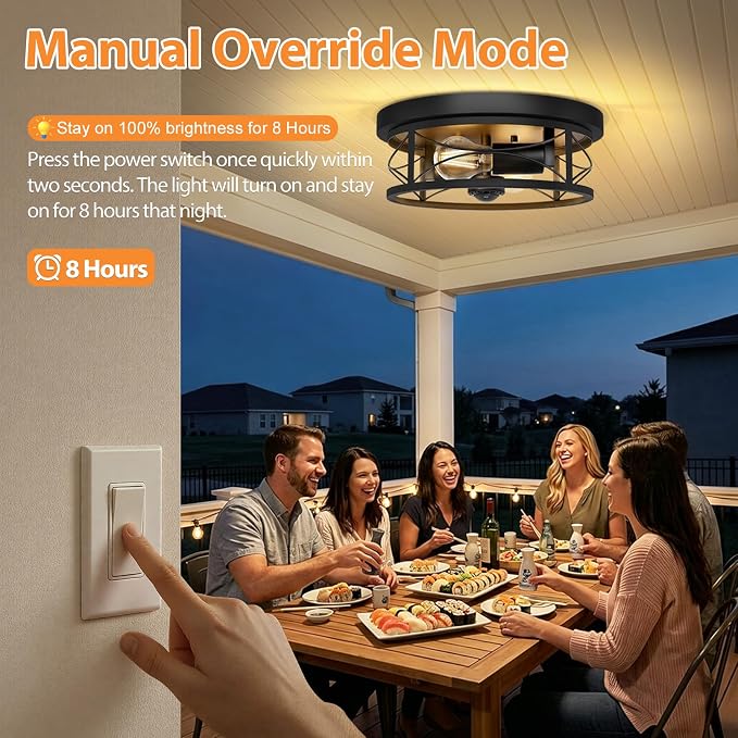 Motion Sensor Outdoor Ceiling Light, Dusk to Dawn Flush Mount Light Fixture | 3 Smart Lighting Modes, Upgraded Motion Sensor with 360° PIR Detection for Outside Patio Hallway Driveway Garage Exterior