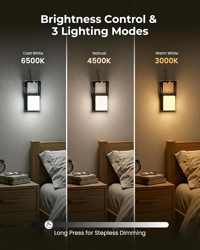 3 Pack Portable Camping Lantern, 4000mAh Dimmable LED Camping Light Flashlight with 360° Stand, 3 Color Modes, Rechargeable Lamp for Power Cuts, 2-in-1 Emergency Lamps Lanterns for Home Power Outages
