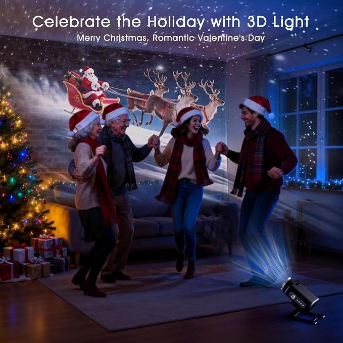 AIRIVO Visual Star Projector, 3D Dynamic Projector with 60 3D Scenes, Galaxy Projector with Bluetooth Speaker, Night Light Projector for Room Decor, Ideal Gift for Kids, Adults, Valentine's Day