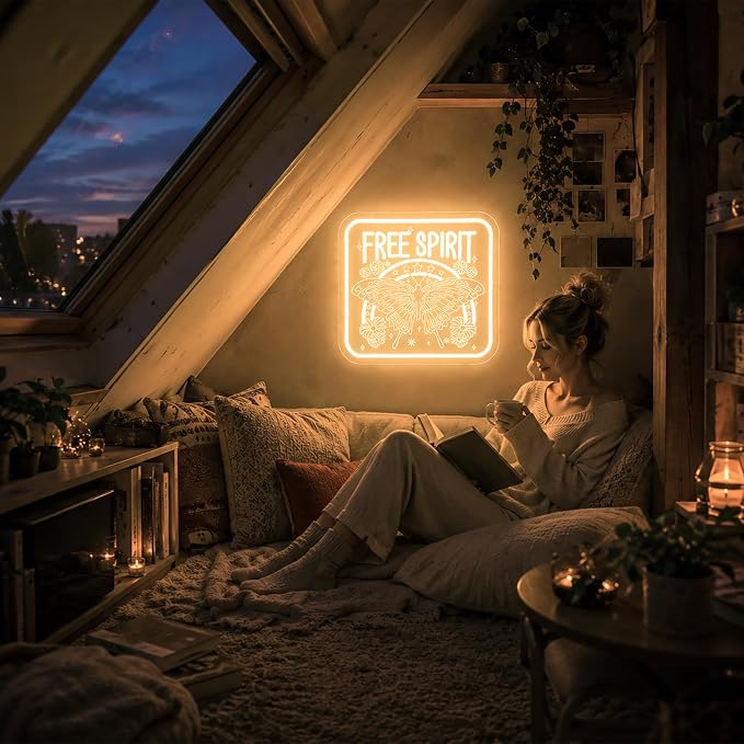 Positive Neon Lights Signs Neon Sign Led Sign Light for Wall Decor | Free Spirit Neon Sign for Room Decor,Positive Decoration,Motivational Wall Decor,Gift,5V USB Powered