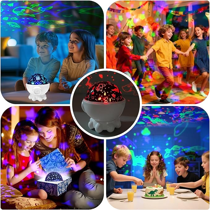 Cute Octopus Night Light Projector,17 Light Modes Ocean Star Projector with 360° Rotation, 3 Projection Films and 9 Lullaby Songs,Night Lamp with Remote and Timer, Gifts for Family and Friends (White)