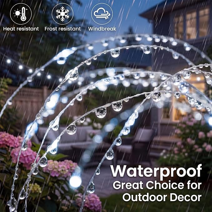 btfarm 1 Pack Solar Garden Lights Outdoor, 8 Modes Firework Lights Outside | 120LED, Waterproof Fairy Twinkle Light Solar Powered for Yard Christmas Pathway Lawn Pool Patio Decorative, Cool White