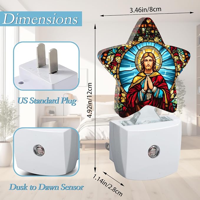 Jesus Christ Night Light,Plug Into Wall Decor Nightlights for Bedroom,Bathroom,Hallway,Stairway,Kitchen,with Dusk to Dawn Light Auto Sensors Led Night Lights Room Gifts