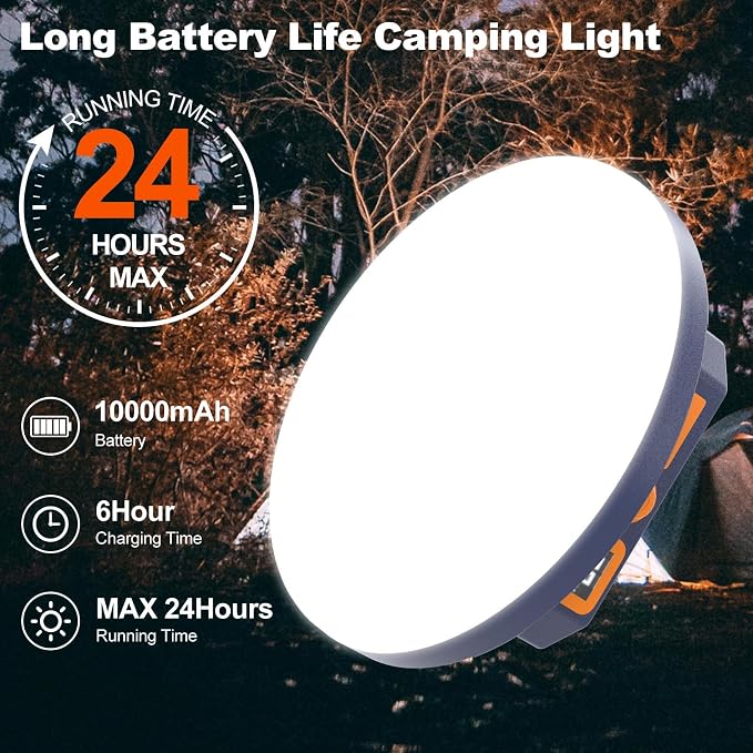 10000mAh 4000LM Camping Light 4 Light Modes Portable LED Camping Lantern Rechargeable Light 30W with Digital Power Display and Magnet , IPX5 Waterproof Tent Lights Power Failure Emergency Light