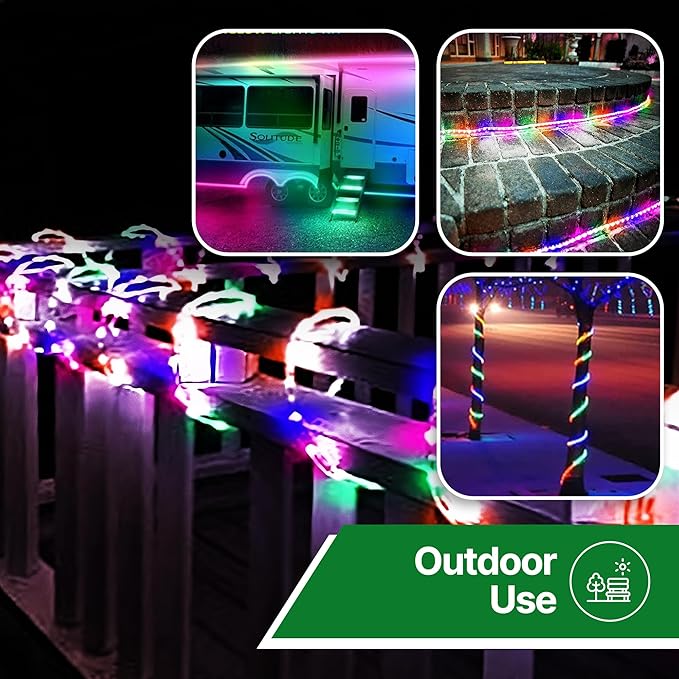 Tupkee LED Rope Light Multi-Color - for Indoor and Outdoor use, 24 Feet (7.3 m) - 10MM Diameter - 144 LED Long Life Bulbs Rope Tube Lights - Pack of 2