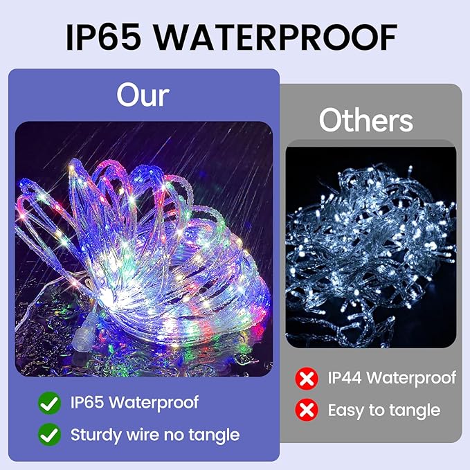 LED Rope Lights Outdoor String Lights,100ft 300LED Flexible Tube Lights Connectable Fairy String Light Plug in Waterproof 8 Modes for Indoor,Outside Home,Yard,Pool,Wedding,Garden,Patio Holiday Decor
