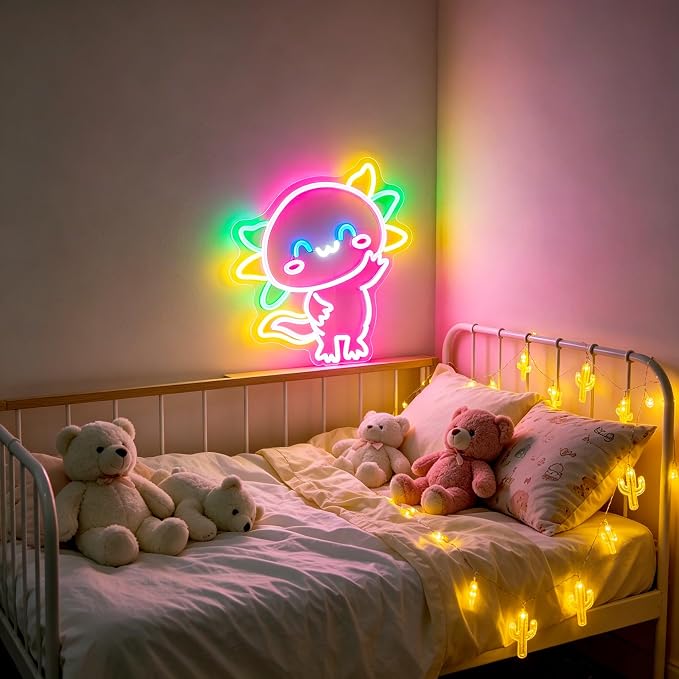 Neon Sign, Axolotl Neon Signs for Wall Decor LED Signs Neon Light | Axolotl Neon Sign for Bedroom, Kids Room, Living Room, Game Room, Bar, Party, Home Decor, Gift, Pink Decor, USB Powered
