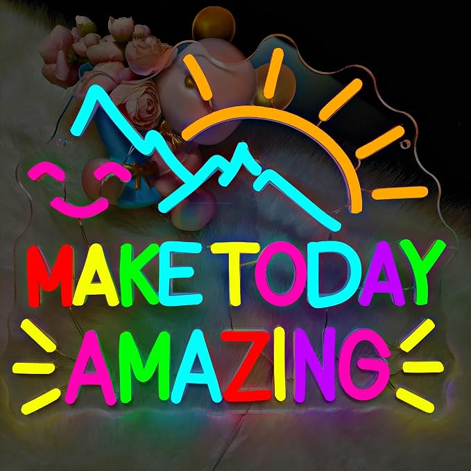 Neon Sign for Classroom, LED Motivational Wall Decor for Back to School | Make Today Amazing Neon Sign, Colorful Light Up Signs for Classroom, Kids Bedroom, Learning Space Inspirational Wall Decor