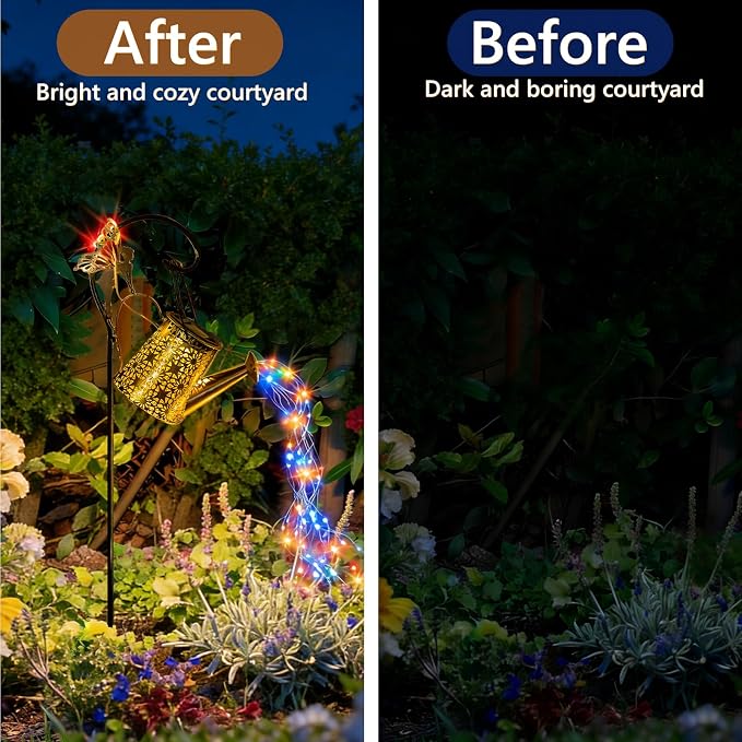 Solar Watering Can Light, Solar Outdoor Decorative, Garden Decor Lights | for Yard, IP65 Waterproof Hanging Lantern Landscape Lights, Garden Gifts for Mom, Grandma Women Birthday