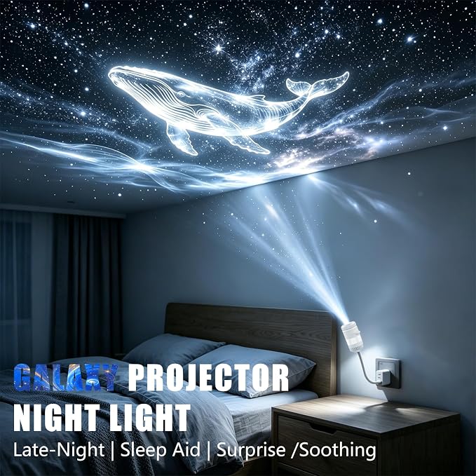 2-in-1 Galaxy Projector Night Light with 13 Sliding Projection Films | Nightlight Ocean Ambient Lighting for Bedroom Living Room Home Decor Gift for Birthday Teens Girl