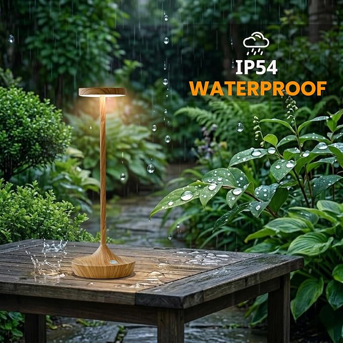 2 Pack Cordless Table Lamps, Rechargeable 6000mAh, 72H Runtime, Waterproof | Stepless Touch Dimming with 3 Color Modes & Memory Function, Portable for Outdoor/Patio/Restaurant. (Bamboo Pattern)