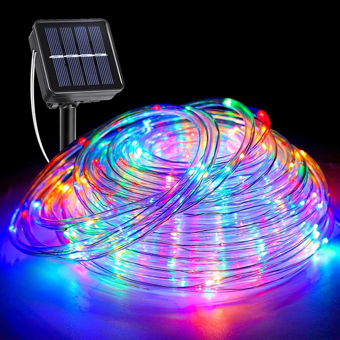 Multicolor Solar Rope Lights Outdoor Waterproof, 33FT 135 LED Solar String Lights for Outside 8 Modes, Solar Powered Fairy Lights for Pool Trampoline Garden Backyard Patio Tree Party Decorations