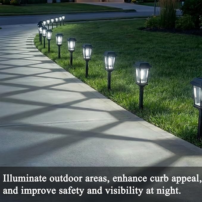 12 Pack Solar Lights Outdoor Pathway, Modern Solar Garden Lights, Waterproof Auto On/Off LED Outdoor Solar Lights for Yard, Landscape Path, Walkway, Driveway Décor