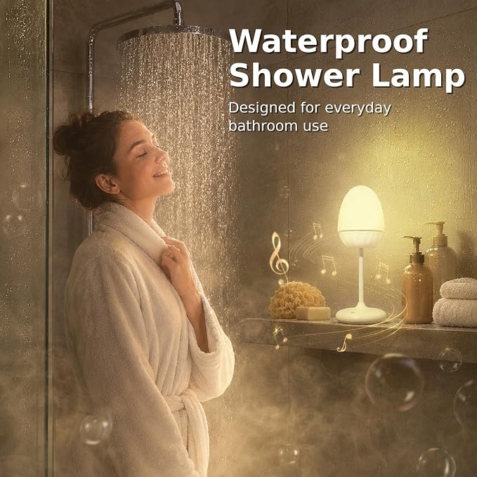 Waterproof Shower Lamp with Bluetooth Speaker, Rechargeable Bathroom Lamp | 16 Color Changeable Shower Light with Remote&Touch Control, LED Cordless Northern Lights Projector for Inside Shower, Bathtub
