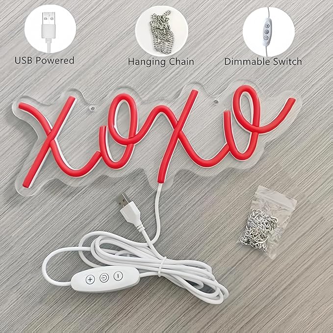 Ulalaza Neon Light Sign LED XOXO Night Lights USB Operated Decorative Marquee Sign Bar Pub Store Club Garage Home Party Decor