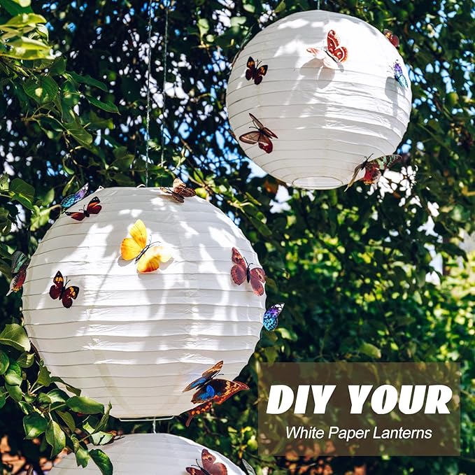 Treela 30 Pack White Chinese Japanese Paper Lanterns Decorative Hanging Ball Round Paper Lantern Lamps for Wedding Birthday Party Home Decorations(4 Inch)